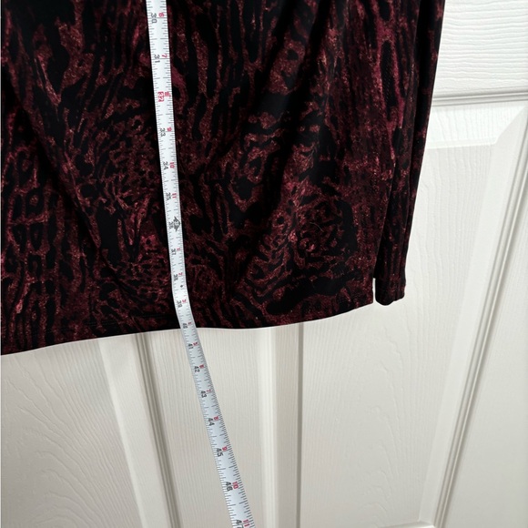 NWOT LAUREN RALPH LAUREN V NECK WRAP STYLE LONG SLEEVE BLACK/WINE DRESS SZ. 8 - Picture 10 of 13